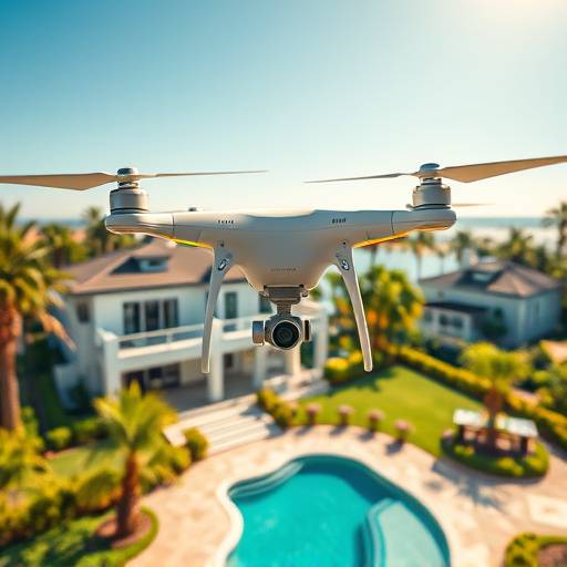 Still from a promotional video for Luxe Real Estate Group using drone footage